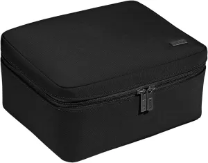 Away Cosmetics Bag, Makeup Bag with Detachable Brush Roll, Waterproof, Clear Zip Pockets, Travel Friendly, Jet Black