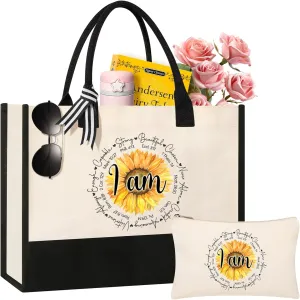 AYGE Christian Gifts for Women, Encourage Gift for Women, Reusable Grocery Bag Tote Bag & Makeup Bag