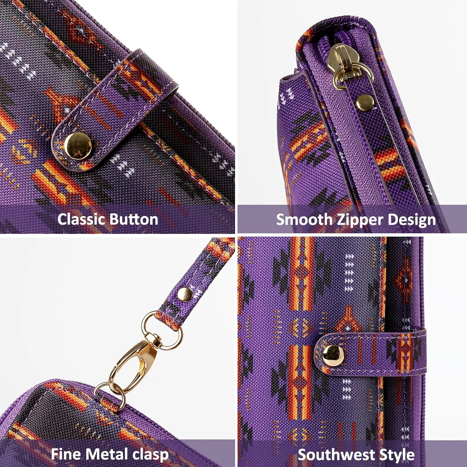 Aztec Print RFID-Blocking Crossbody Bag for Women - Multifunctional Wallet and Phone Purse