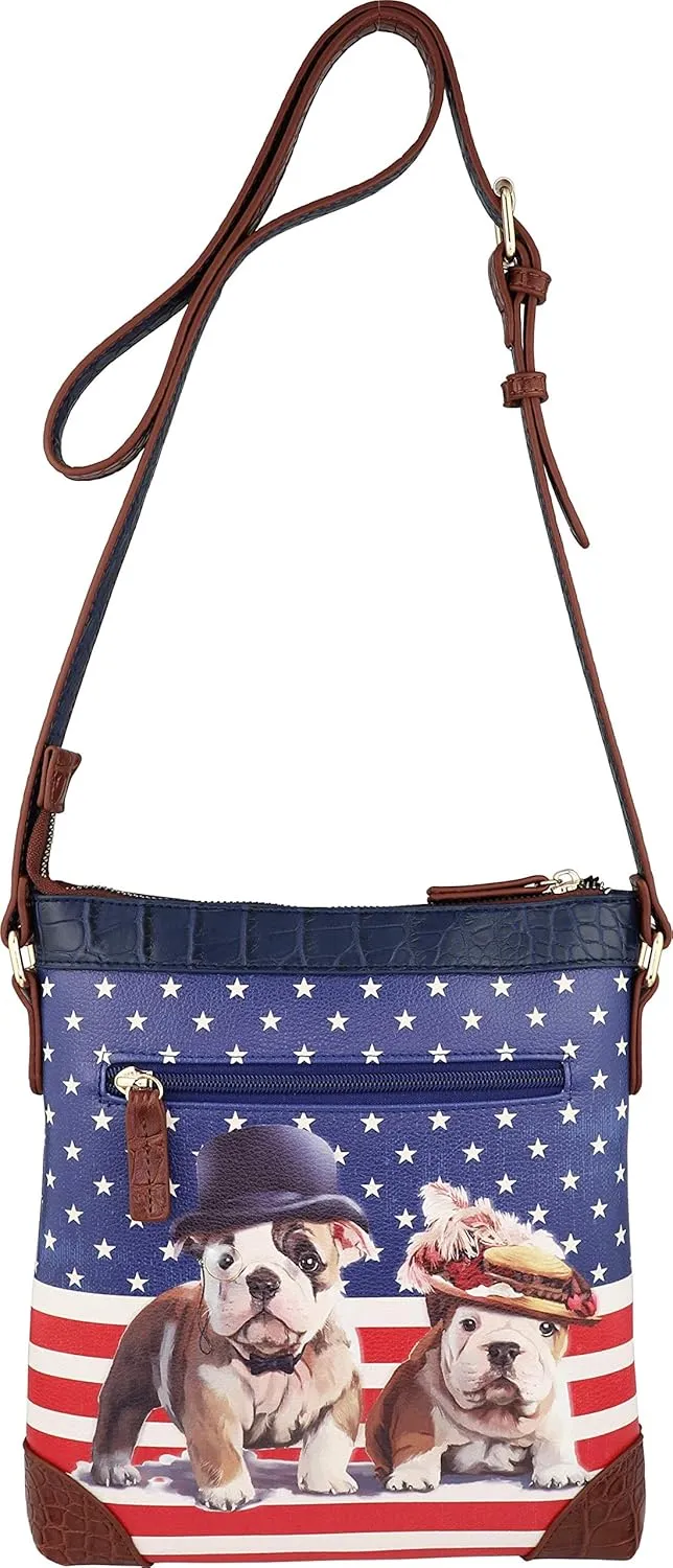 B BRENTANO Vegan Cute Animal Graphic Crossbody Bag Purse with Rhinestones