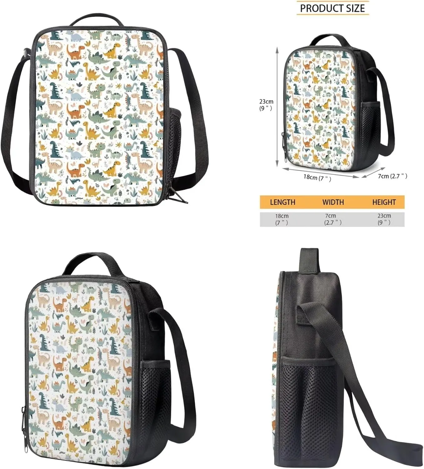 Baby Dinosaur Boys Bookbag and Lunch Box Set School Bags Bookbags for Teenage Boys Preschool Backpack with Zipper Front Pocket Suit for School,Travelling,Camping,Picnic,Outdoor