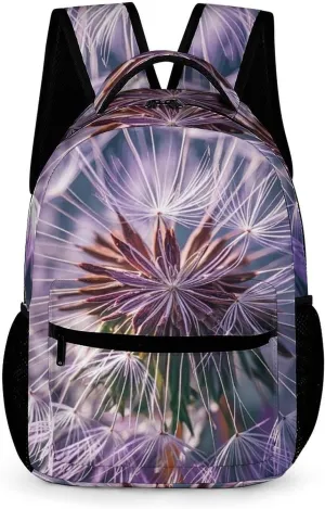 Backpack for Women Men Botany Dandelion Purple Backpack Travel Laptop Backpack Lightweight Bookbag Casual Daypack