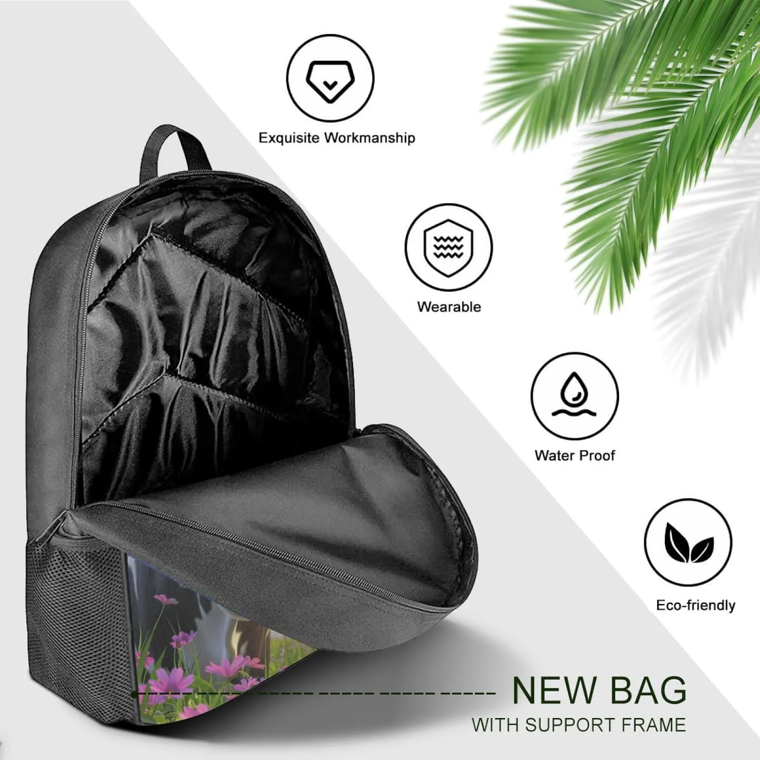 Backpack Fun Cute Cow Bookbag Women Men Black Backpack for Outdoor Sports Travel Camping Hiking Office Work Laptop Bag