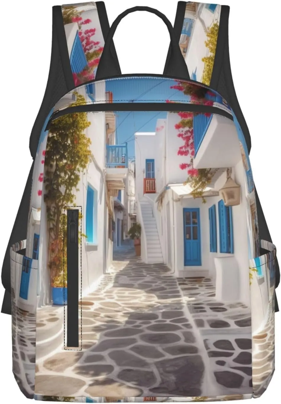 Backpack Greece Street Travel Casual Laptop Backpack Adjustable Hiking Daypack for Men Women