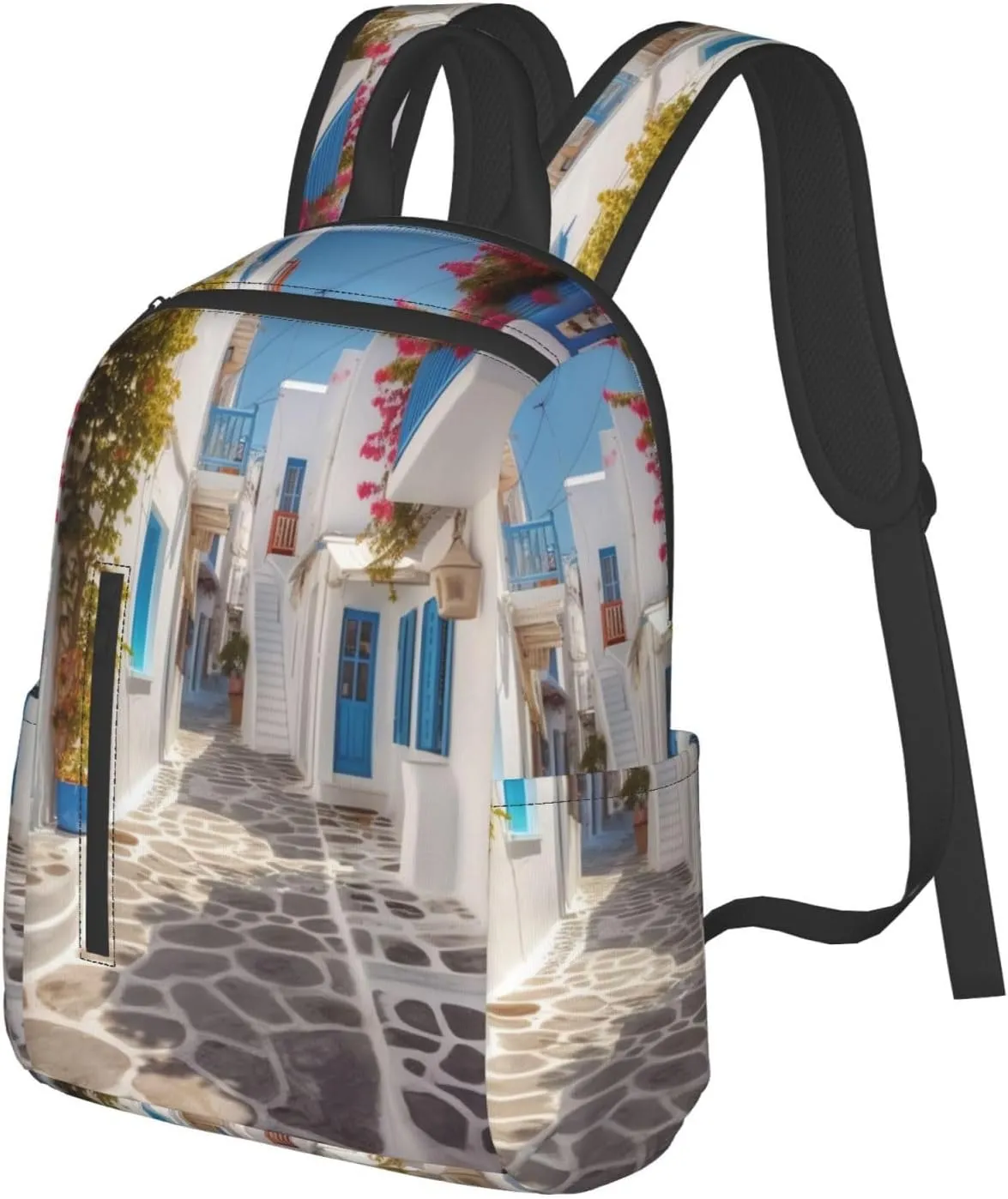 Backpack Greece Street Travel Casual Laptop Backpack Adjustable Hiking Daypack for Men Women