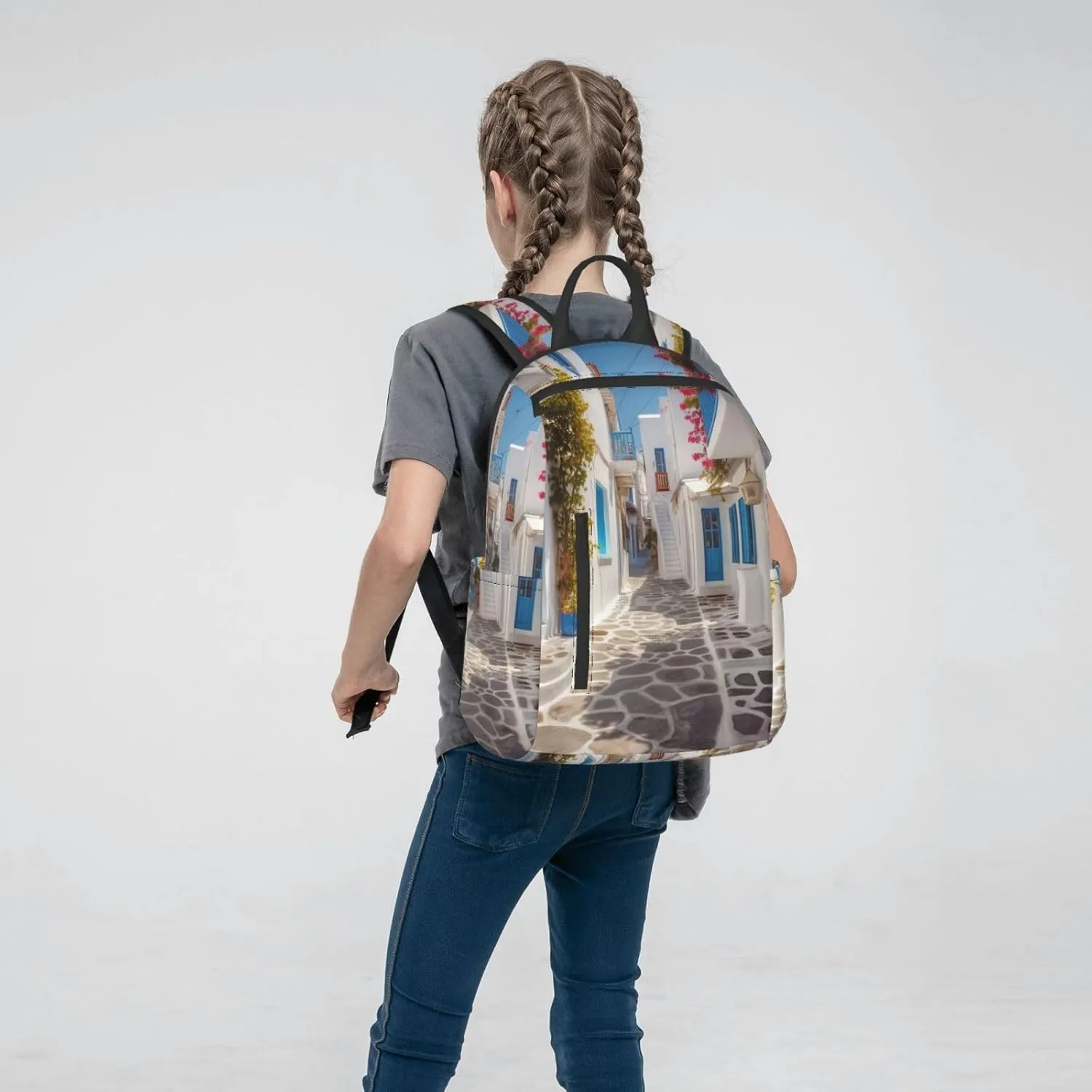 Backpack Greece Street Travel Casual Laptop Backpack Adjustable Hiking Daypack for Men Women