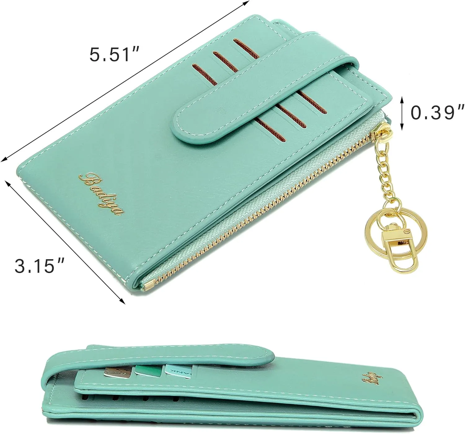 Badiya RFID Card Holder Wallet for Women Slim Wallets Bifold Multi Card Case Zipper Coin Purse
