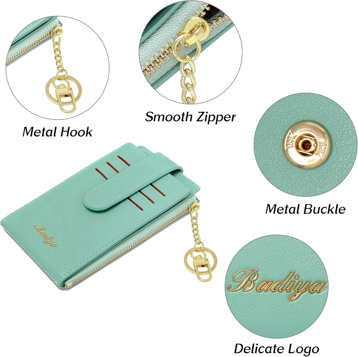 Badiya RFID Card Holder Wallet for Women Slim Wallets Bifold Multi Card Case Zipper Coin Purse