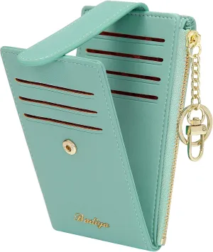 Badiya RFID Card Holder Wallet for Women Slim Wallets Bifold Multi Card Case Zipper Coin Purse