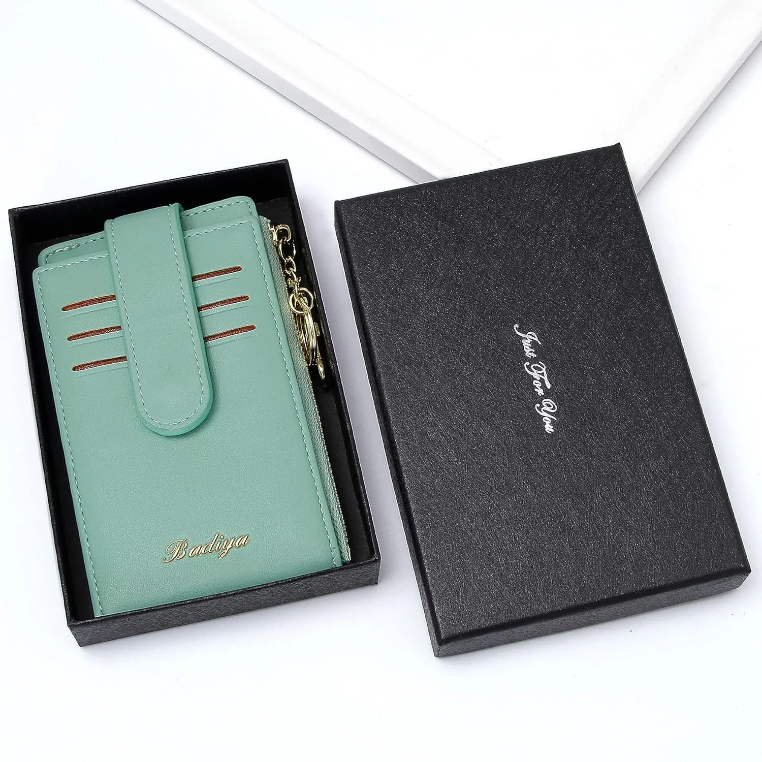 Badiya RFID Card Holder Wallet for Women Slim Wallets Bifold Multi Card Case Zipper Coin Purse