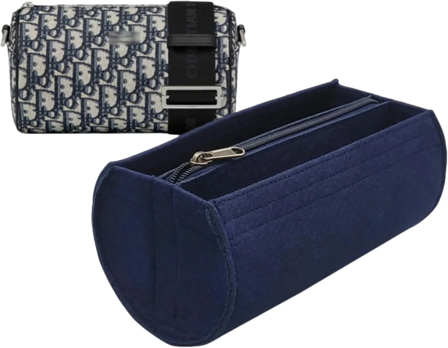 Bag Organizer for Dior Roller Messenger bag |Handmade Custom Bag Insert|2mm Felt Bag Liner|Women Handbag Shaper (Style B-Blue, Small)