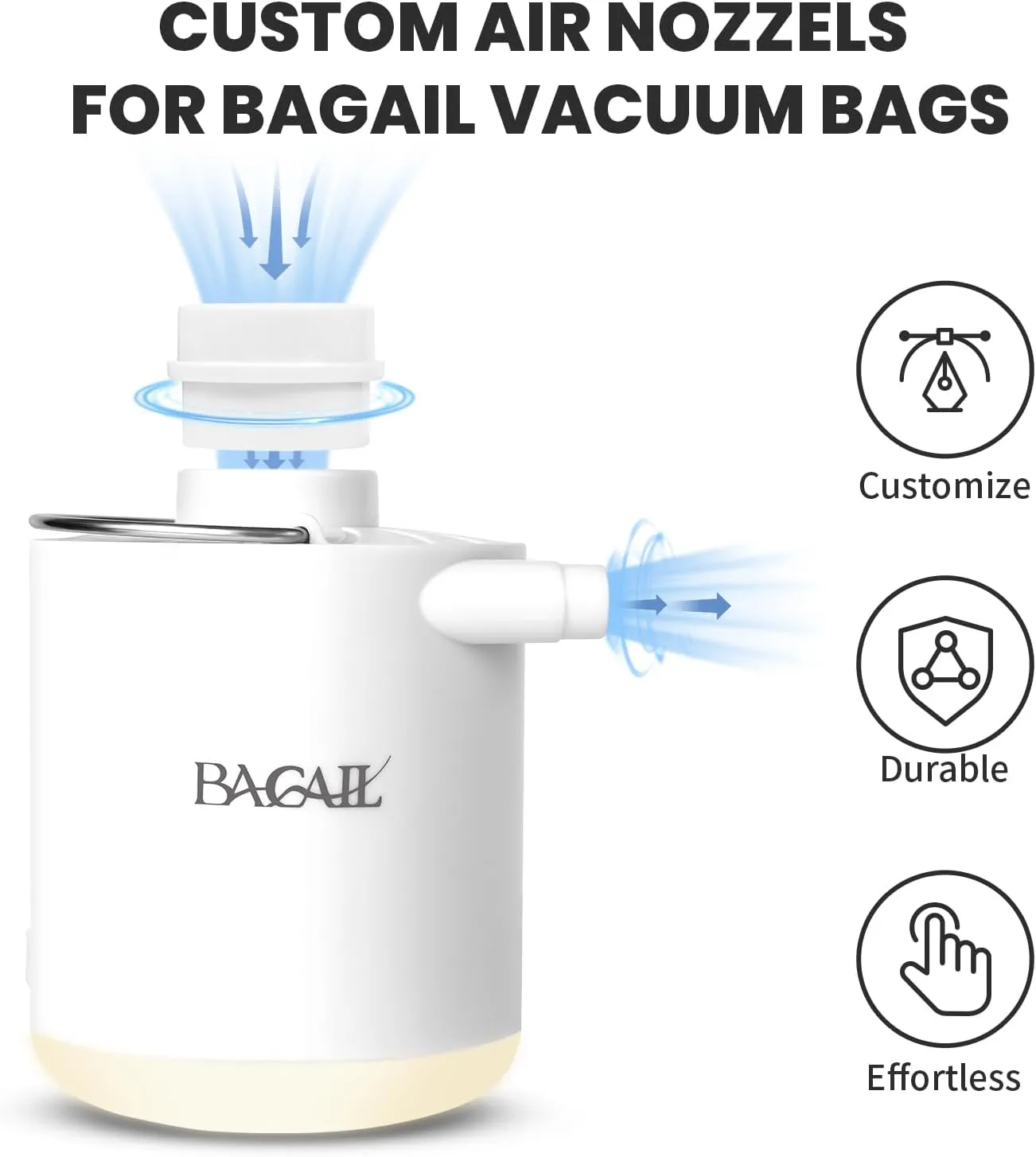 BAGAIL TPU Vacuum Bag for Travel, Reusable Compression Bag with IPX8 Waterproof Zipper, Save Space for Suitcase, Backpack and Carry on (Black, Large, With Pump)