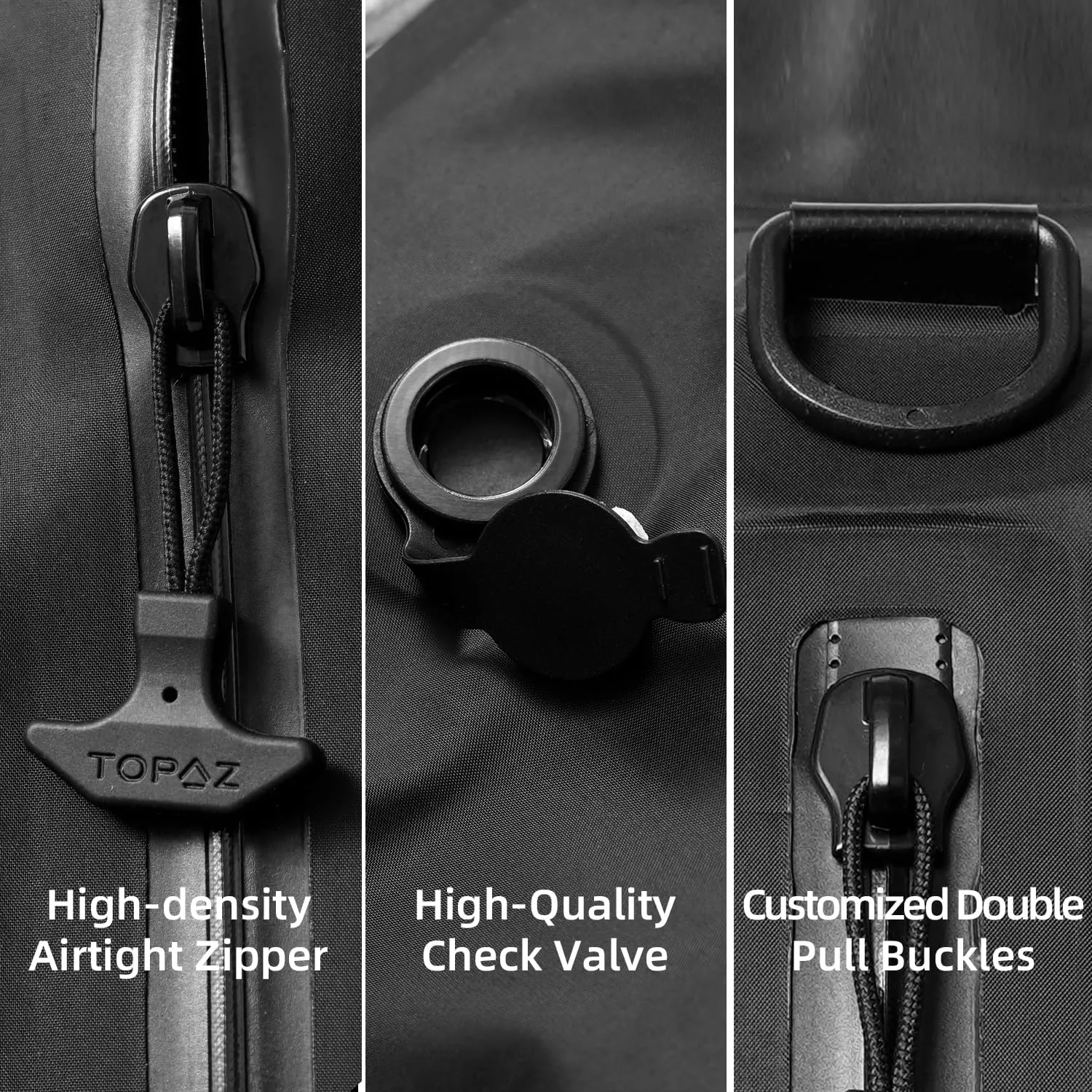 BAGAIL TPU Vacuum Bag for Travel, Reusable Compression Bag with IPX8 Waterproof Zipper, Save Space for Suitcase, Backpack and Carry on (Black, Large, With Pump)