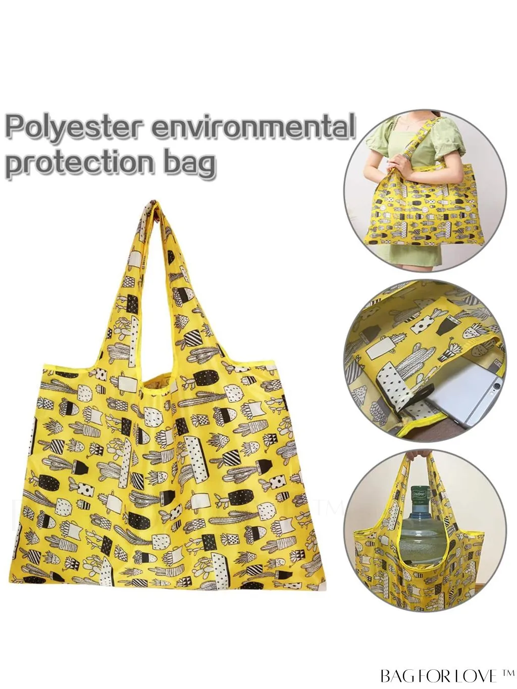 BagForLove - Foldable Fashion Print Shopping Bag - Convenient Handbag for Travel and Grocery Shopping