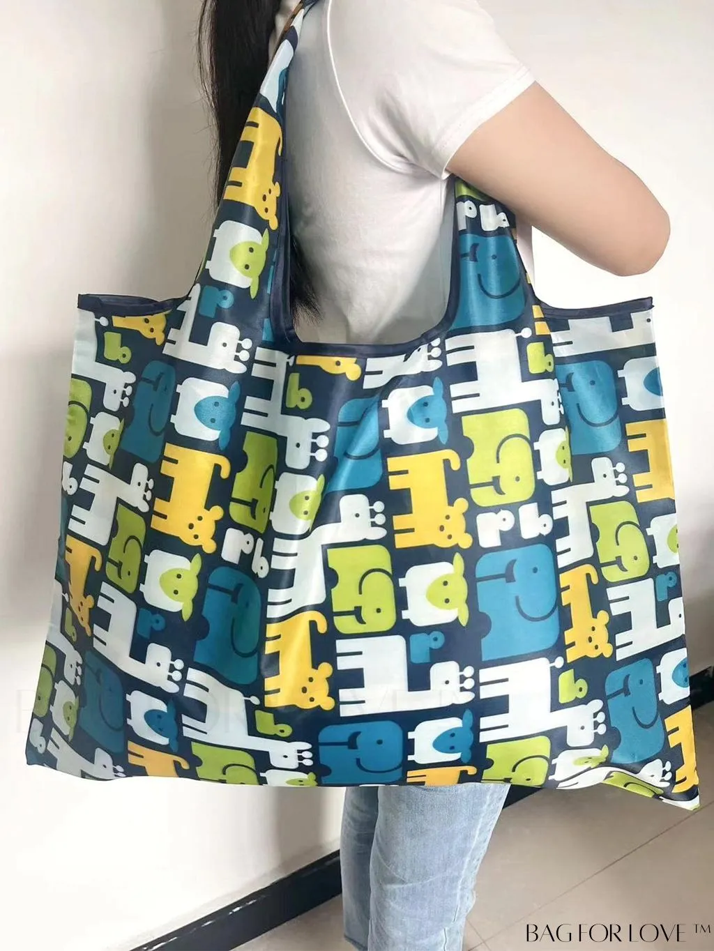 BagForLove - Foldable Fashion Print Shopping Bag - Convenient Handbag for Travel and Grocery Shopping