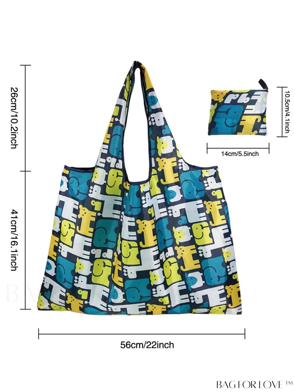 BagForLove - Foldable Fashion Print Shopping Bag - Convenient Handbag for Travel and Grocery Shopping
