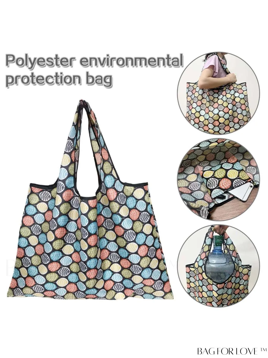 BagForLove - Foldable Fashion Print Shopping Bag - Convenient Handbag for Travel and Grocery Shopping