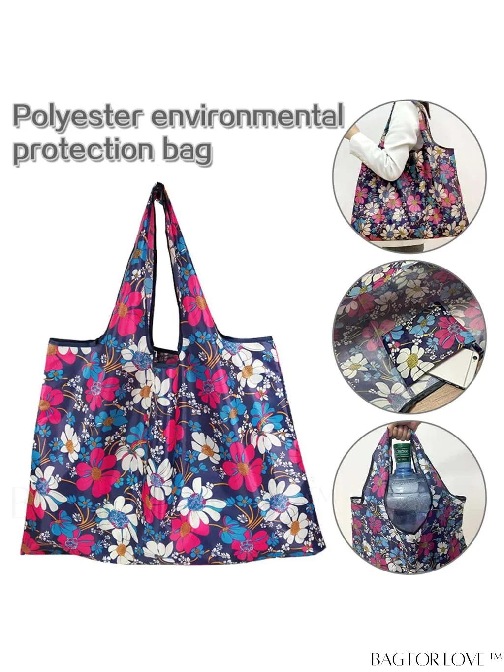 BagForLove - Foldable Fashion Print Shopping Bag - Convenient Handbag for Travel and Grocery Shopping