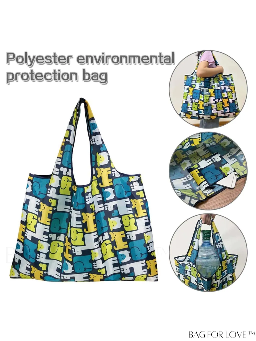 BagForLove - Foldable Fashion Print Shopping Bag - Convenient Handbag for Travel and Grocery Shopping
