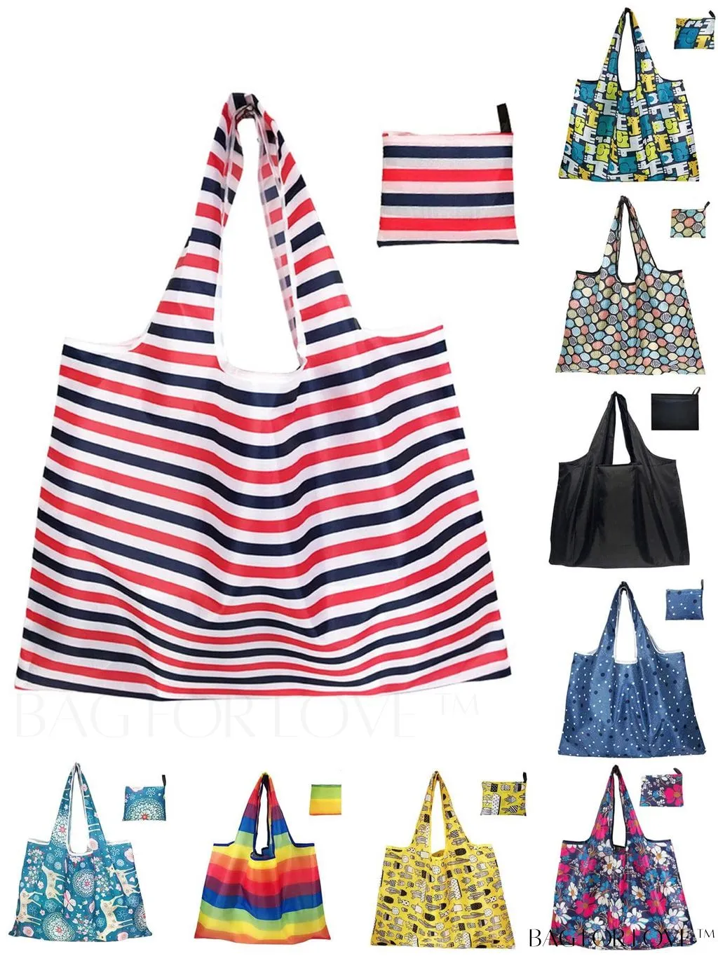 BagForLove - Foldable Fashion Print Shopping Bag - Convenient Handbag for Travel and Grocery Shopping