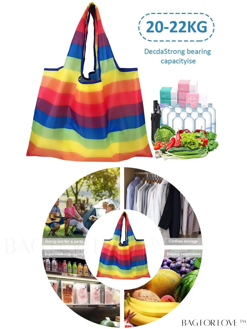BagForLove - Foldable Fashion Print Shopping Bag - Convenient Handbag for Travel and Grocery Shopping