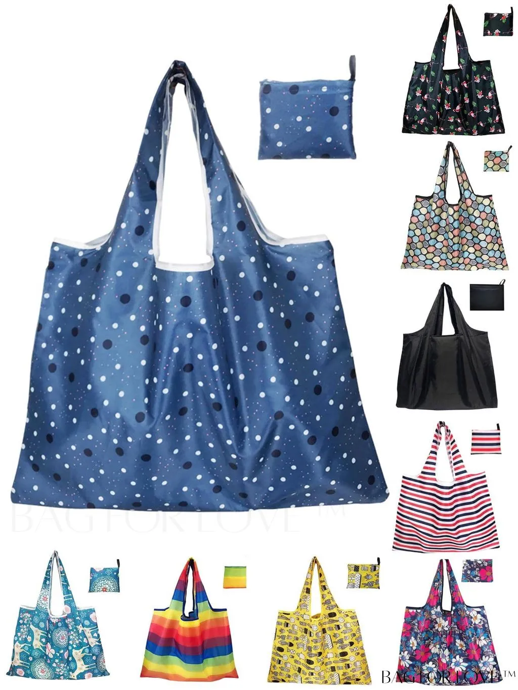 BagForLove - Foldable Fashion Print Shopping Bag - Convenient Handbag for Travel and Grocery Shopping