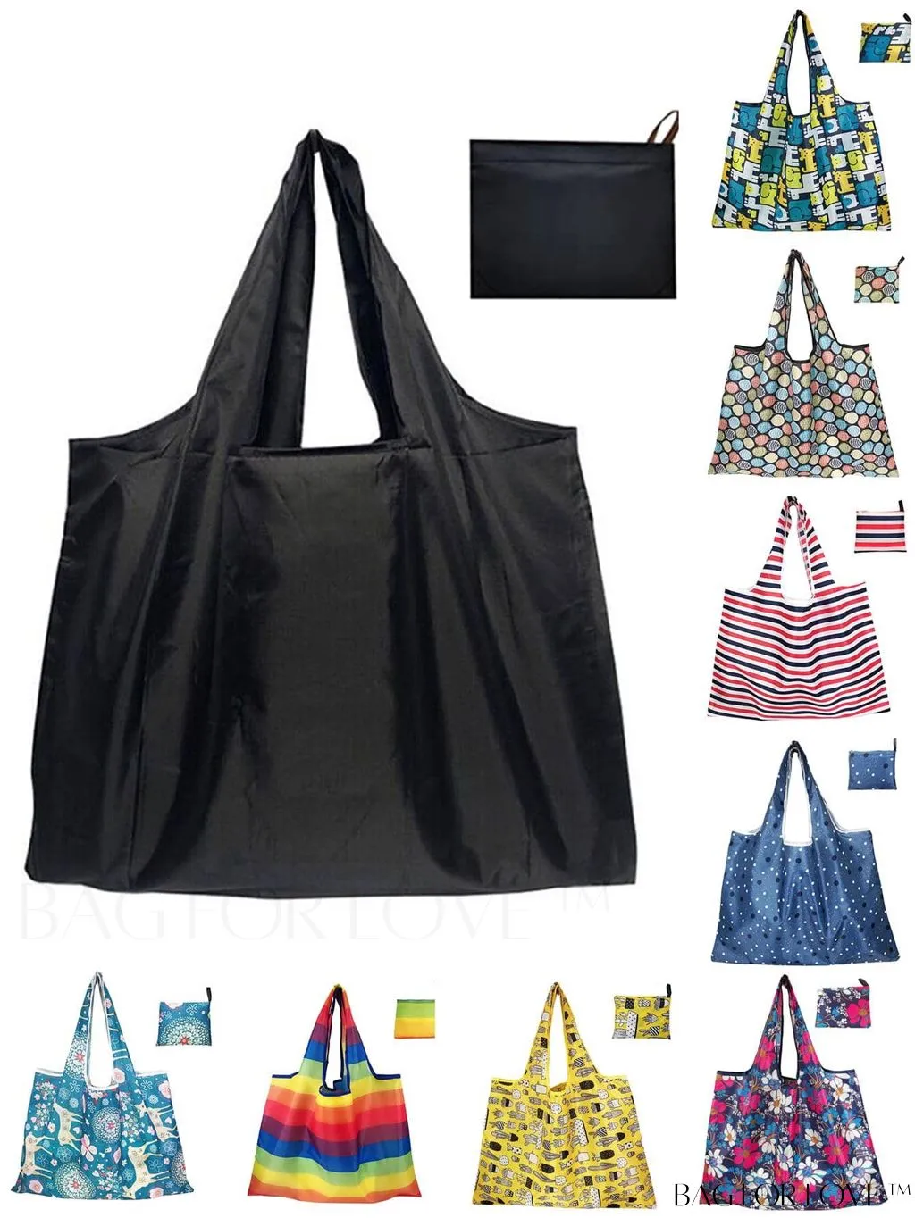 BagForLove - Foldable Fashion Print Shopping Bag - Convenient Handbag for Travel and Grocery Shopping