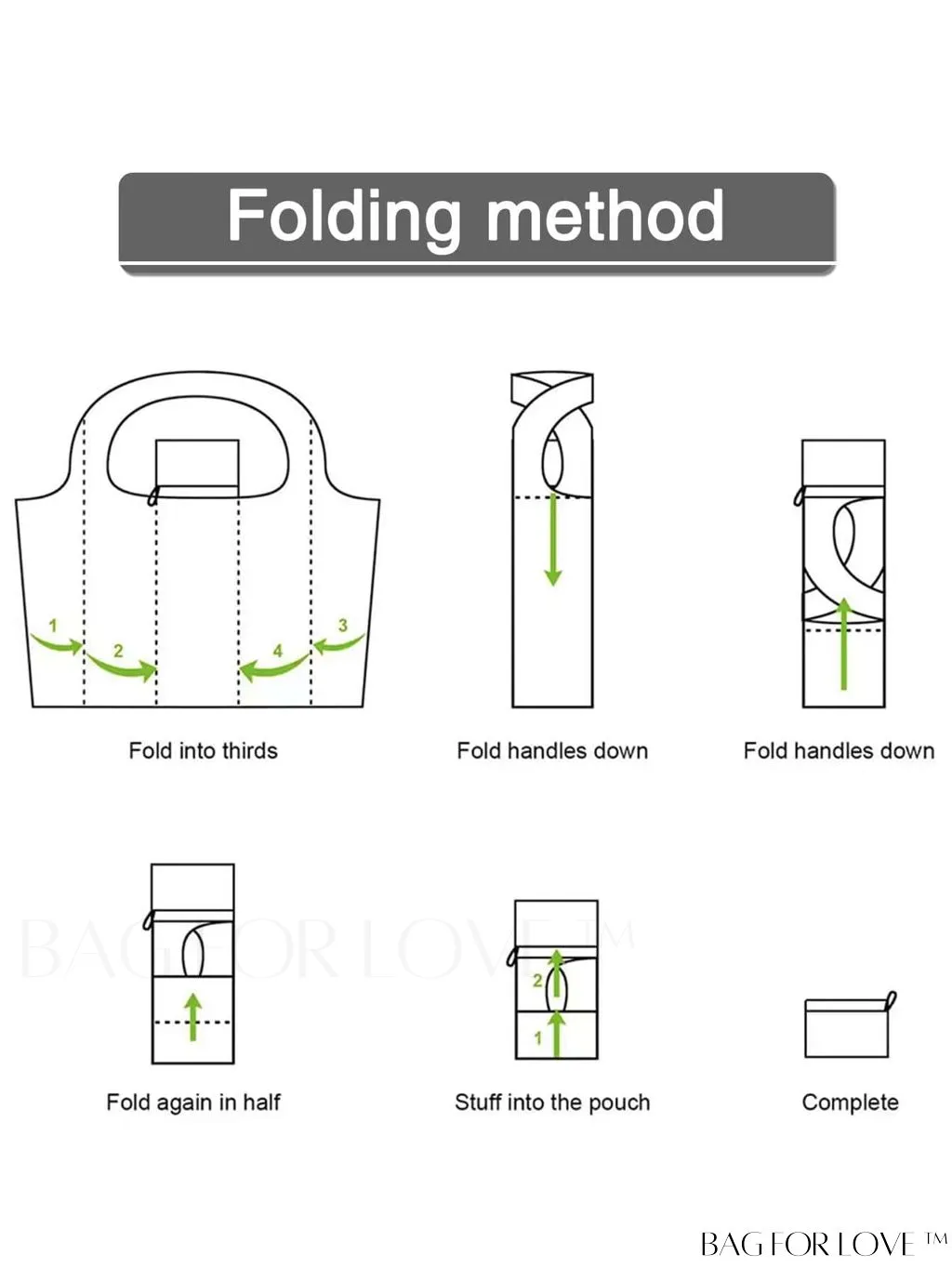 BagForLove - Foldable Fashion Print Shopping Bag - Convenient Handbag for Travel and Grocery Shopping