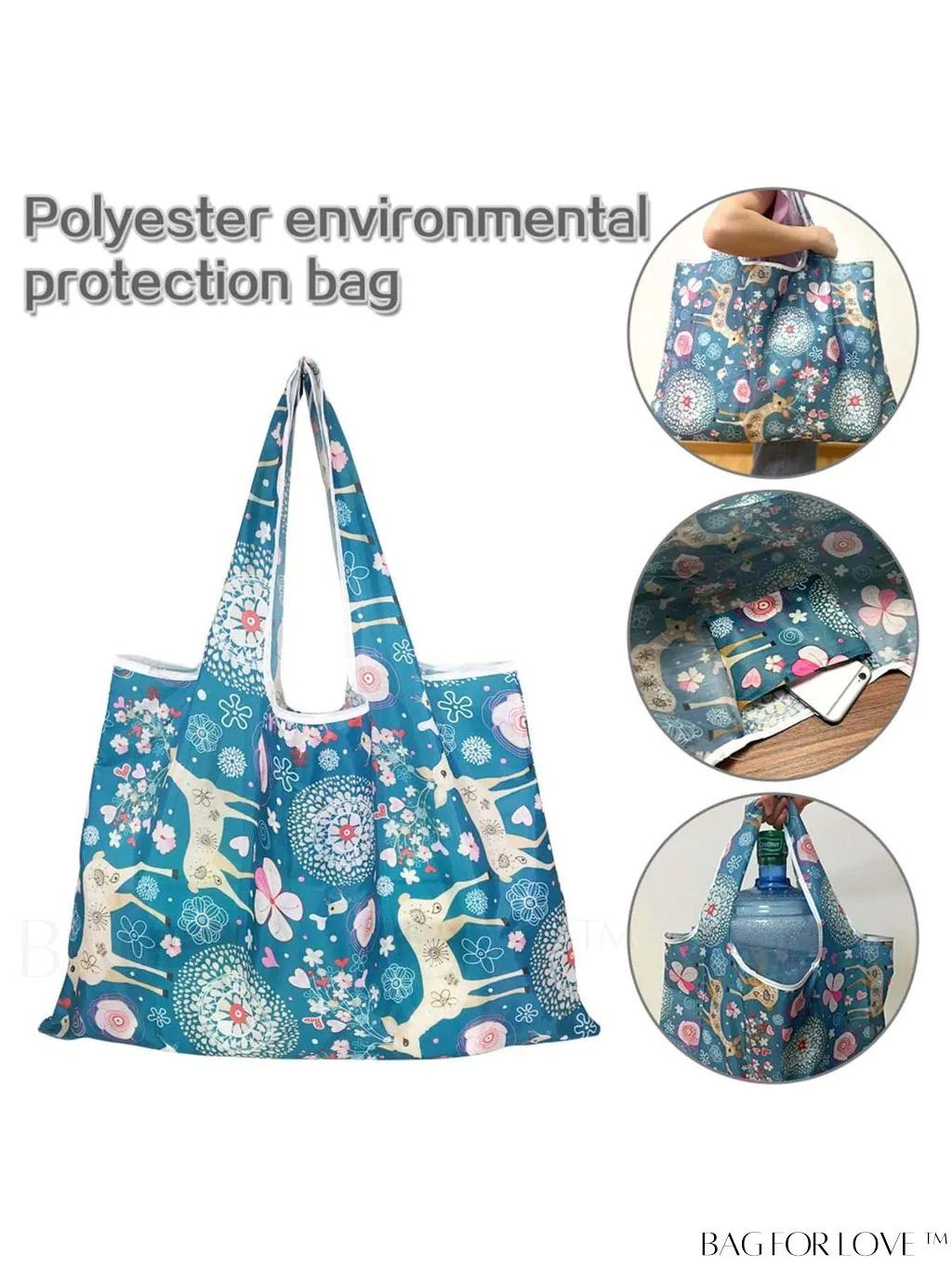 BagForLove - Foldable Fashion Print Shopping Bag - Convenient Handbag for Travel and Grocery Shopping
