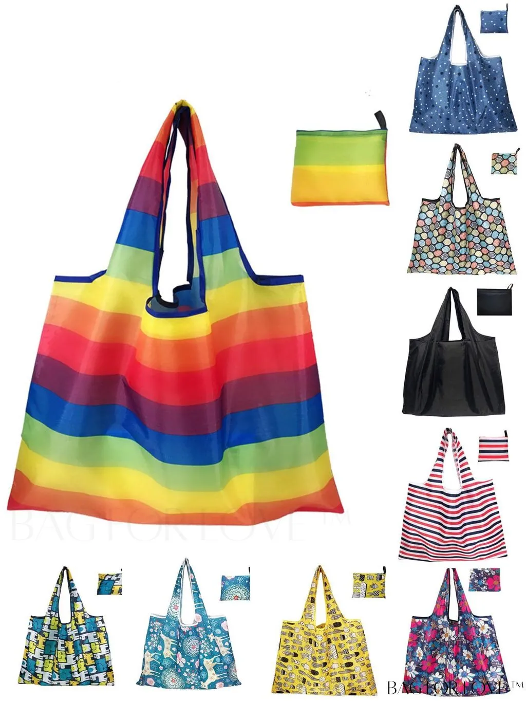 BagForLove - Foldable Fashion Print Shopping Bag - Convenient Handbag for Travel and Grocery Shopping