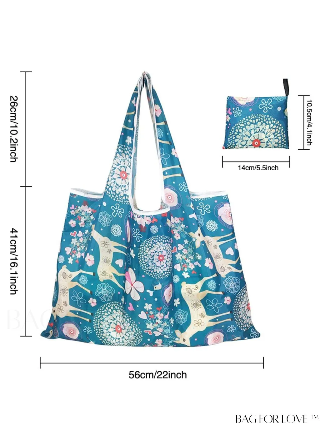 BagForLove - Foldable Fashion Print Shopping Bag - Convenient Handbag for Travel and Grocery Shopping