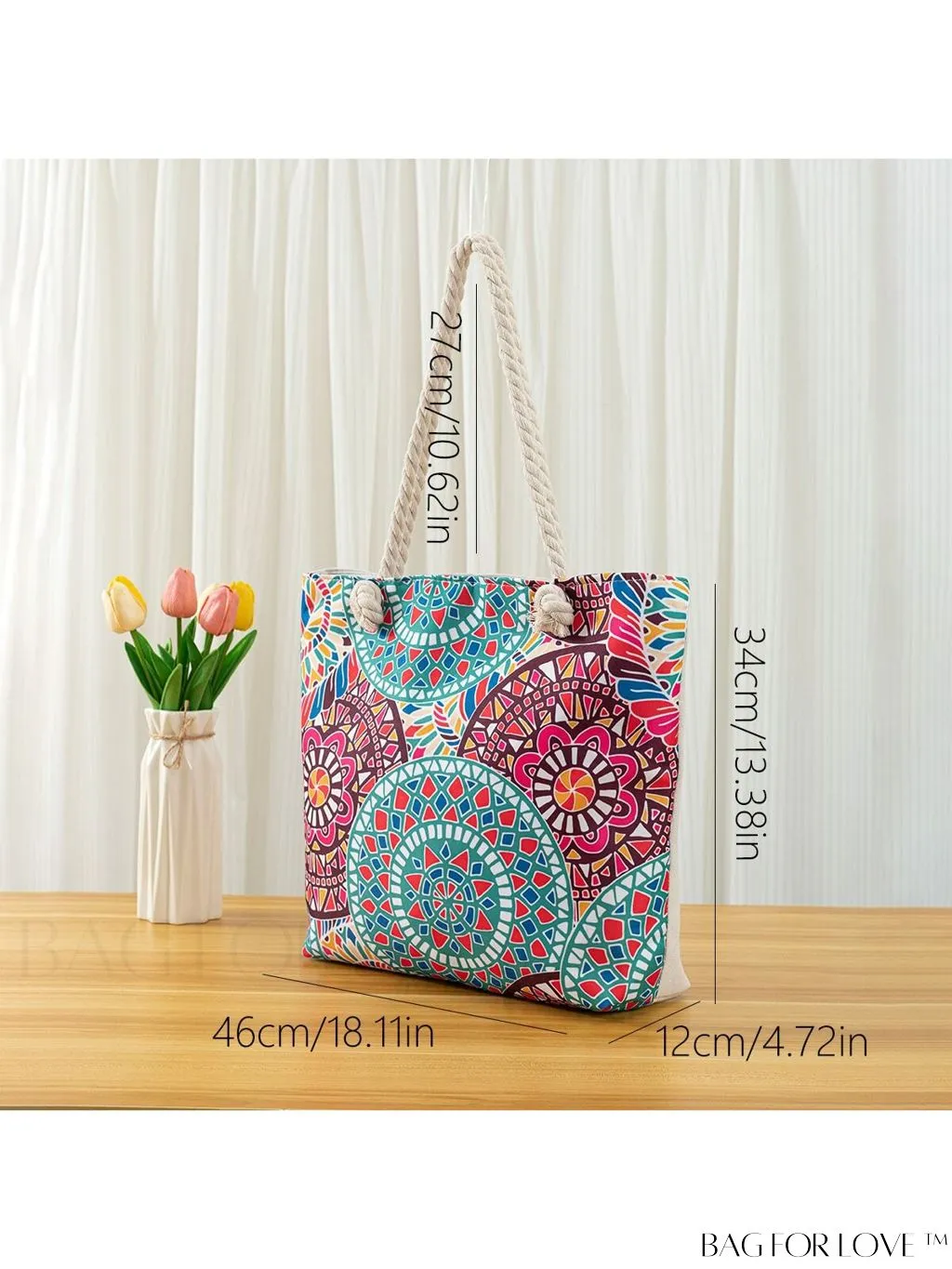 BagForLove - Geometric Pattern Large Capacity Tote Bag for Casual Vacations