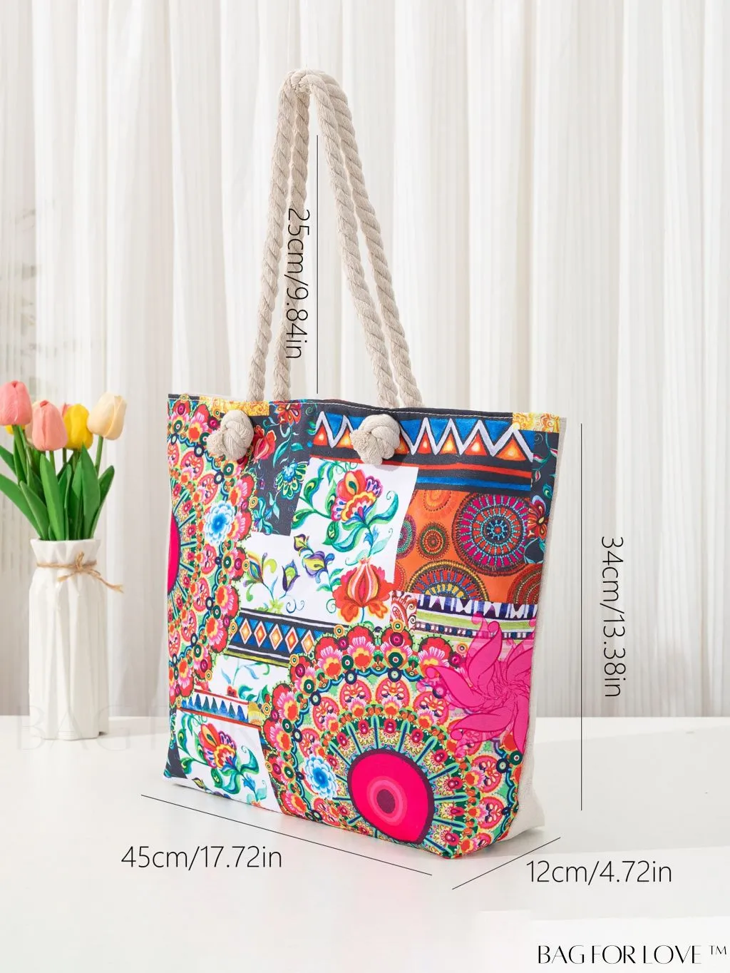 BagForLove - Geometric Pattern Large Capacity Tote Bag for Casual Vacations