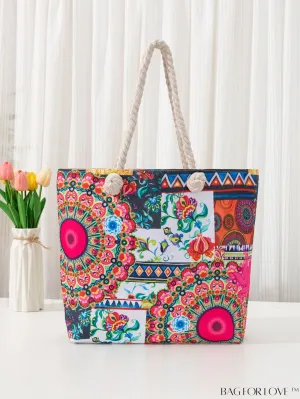 BagForLove - Geometric Pattern Large Capacity Tote Bag for Casual Vacations