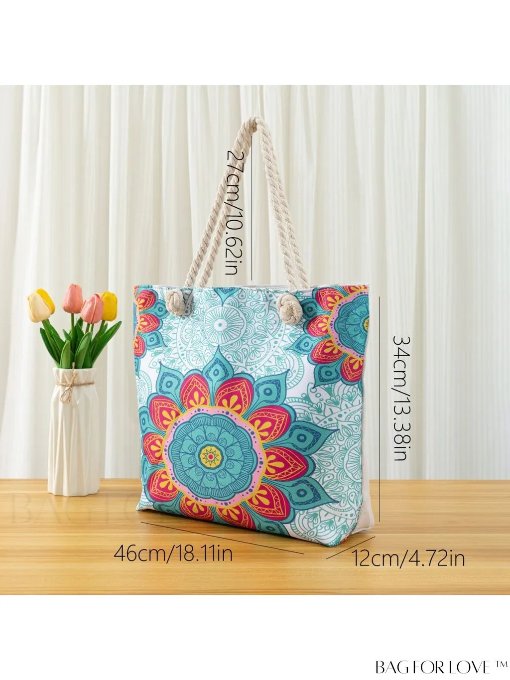 BagForLove - Geometric Pattern Large Capacity Tote Bag for Casual Vacations