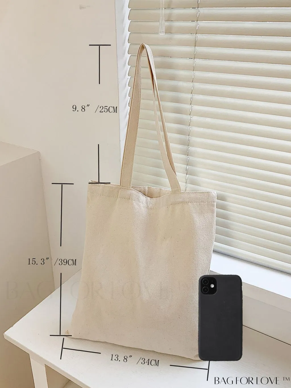 BagForLove - Versatile Unisex Canvas Tote Bag - Foldable, Beige Solid Color