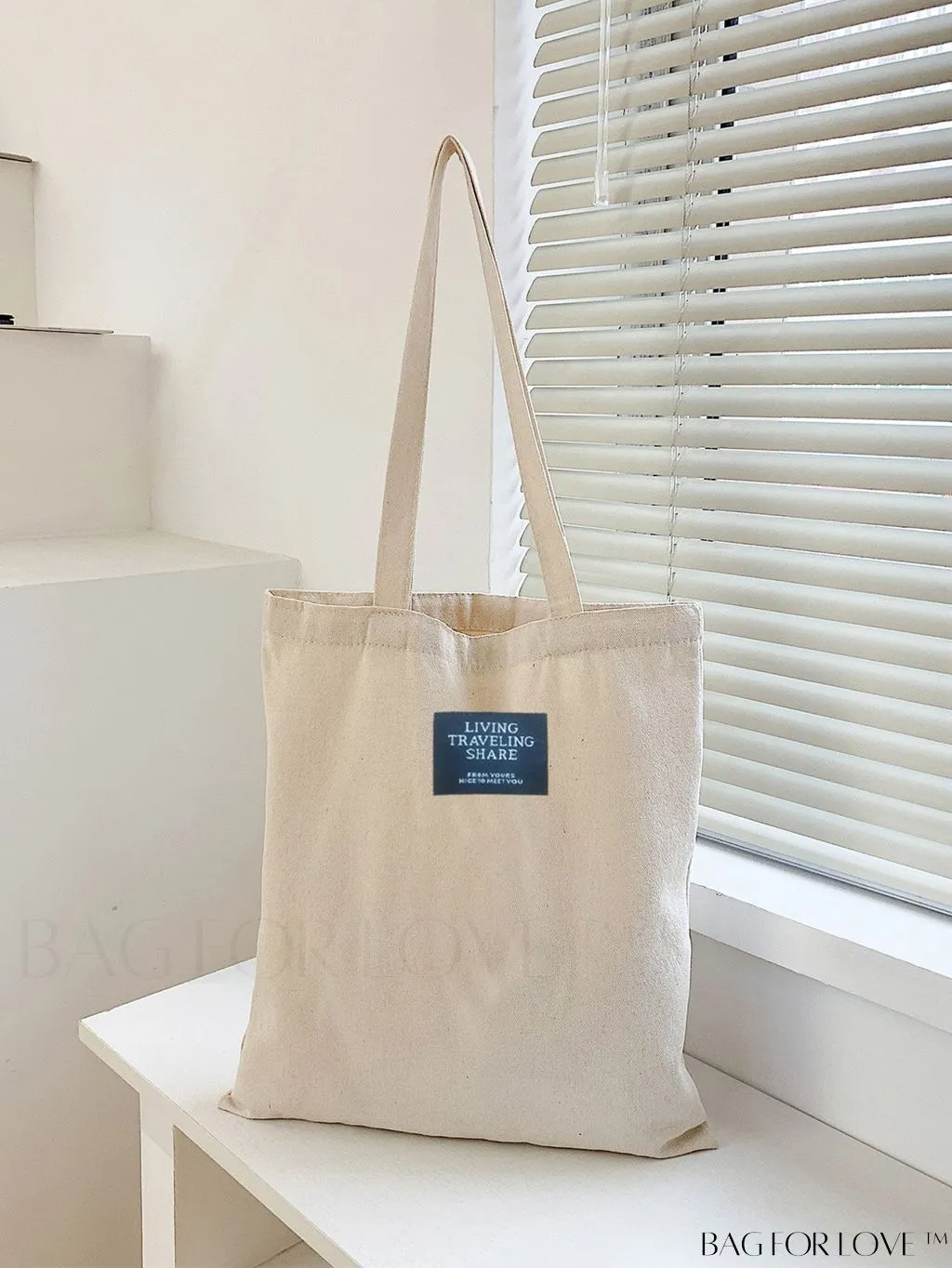 BagForLove - Versatile Unisex Canvas Tote Bag - Foldable, Beige Solid Color