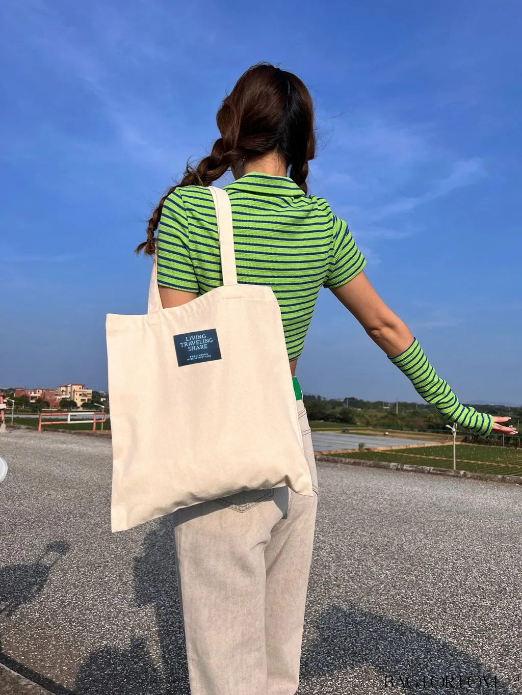 BagForLove - Versatile Unisex Canvas Tote Bag - Foldable, Beige Solid Color