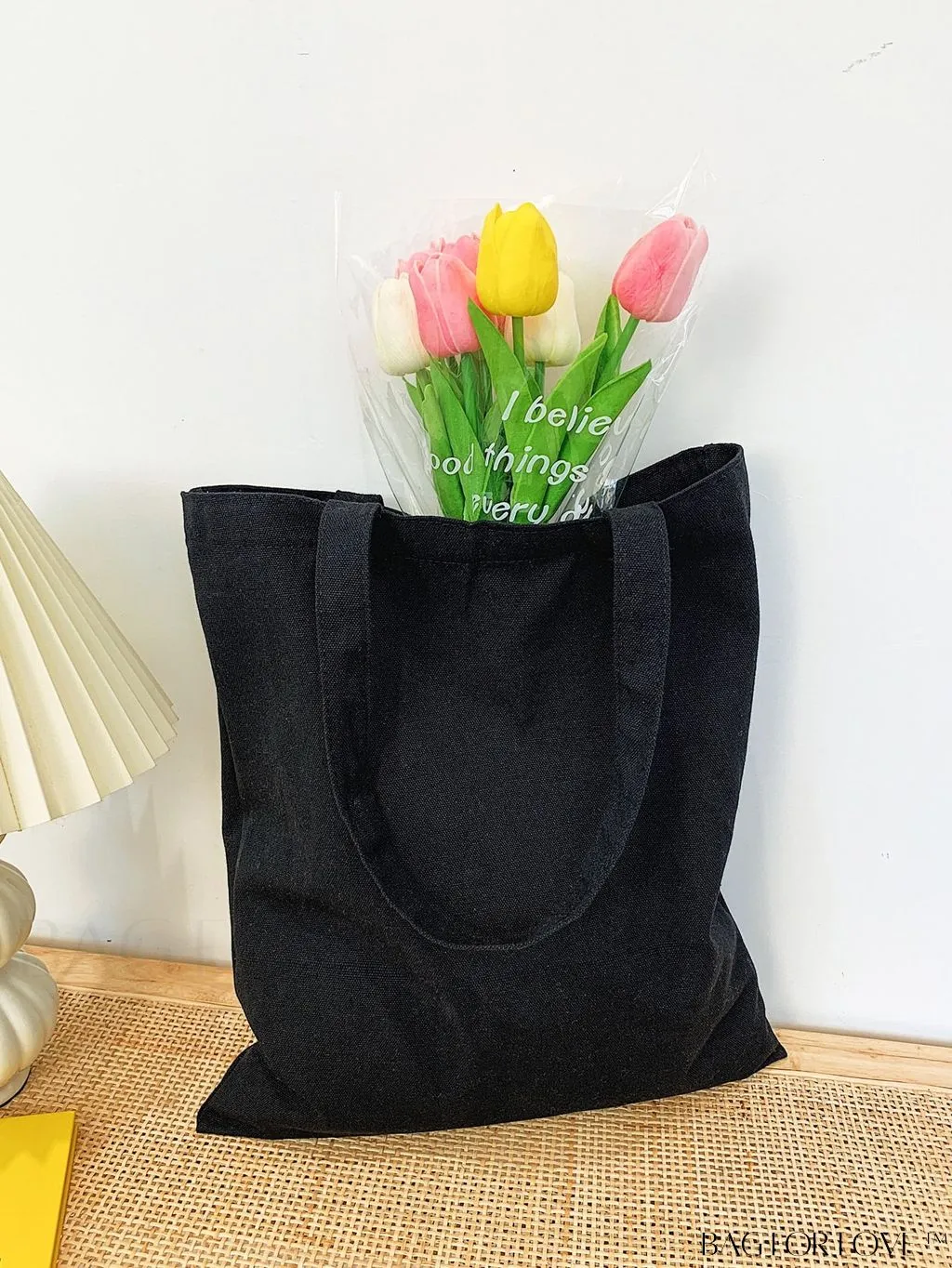 BagForLove - Versatile Unisex Canvas Tote Bag - Foldable, Beige Solid Color