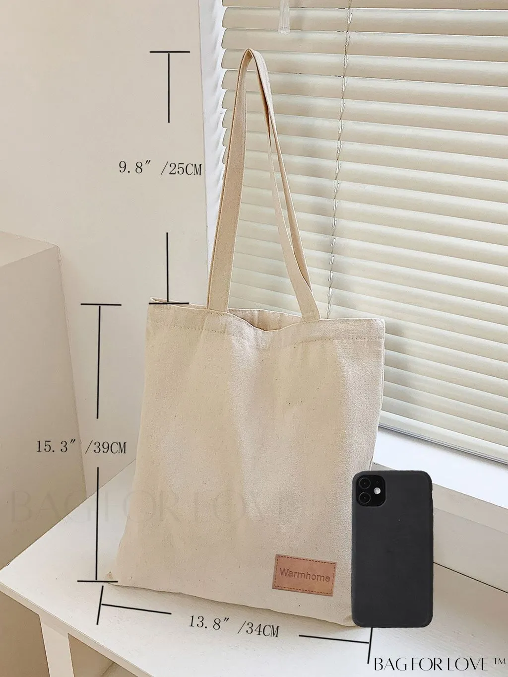 BagForLove - Versatile Unisex Canvas Tote Bag - Foldable, Beige Solid Color