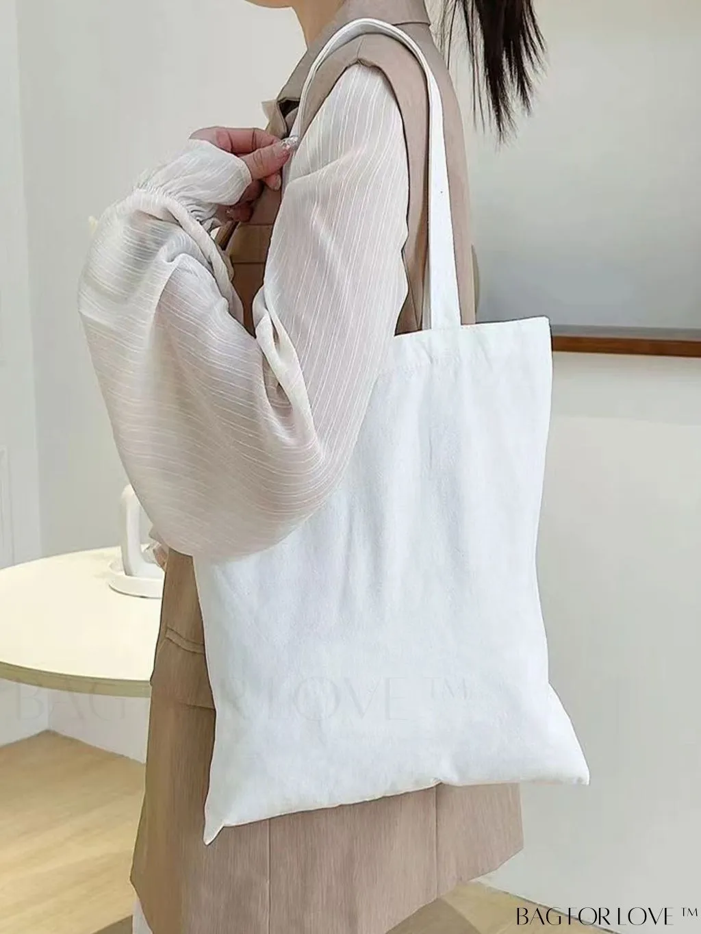 BagForLove - Versatile Unisex Canvas Tote Bag - Foldable, Beige Solid Color
