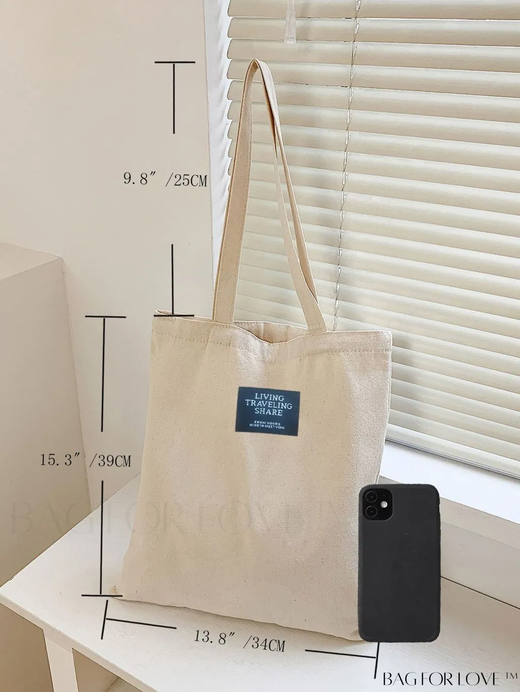BagForLove - Versatile Unisex Canvas Tote Bag - Foldable, Beige Solid Color