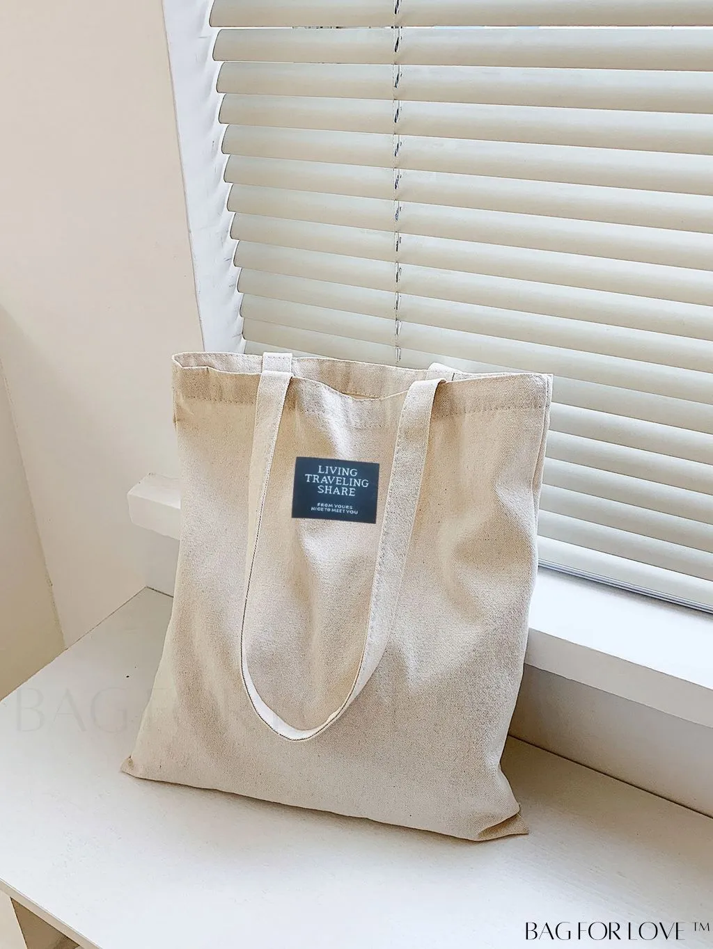 BagForLove - Versatile Unisex Canvas Tote Bag - Foldable, Beige Solid Color