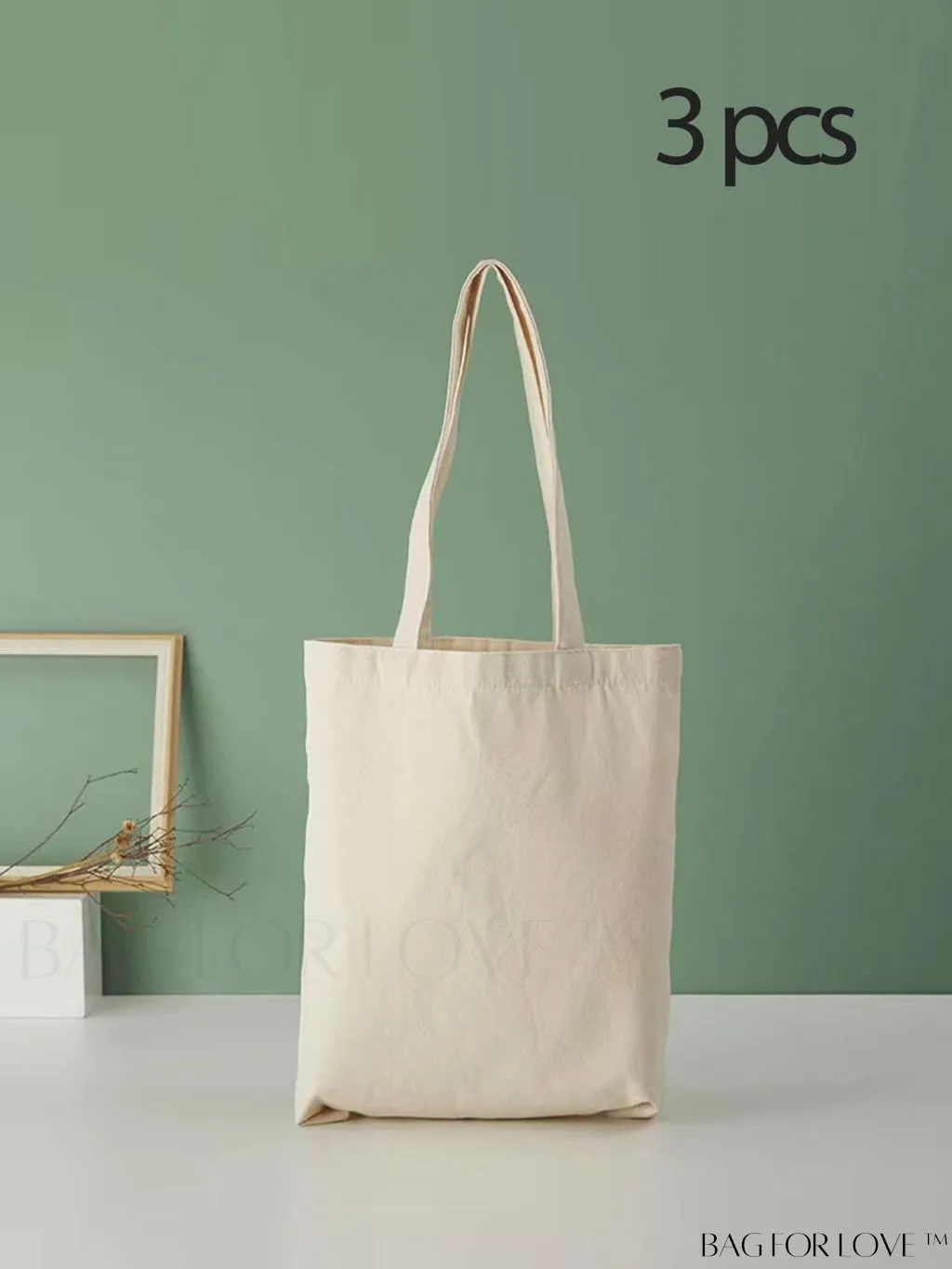 BagForLove - Versatile Unisex Canvas Tote Bag - Foldable, Beige Solid Color
