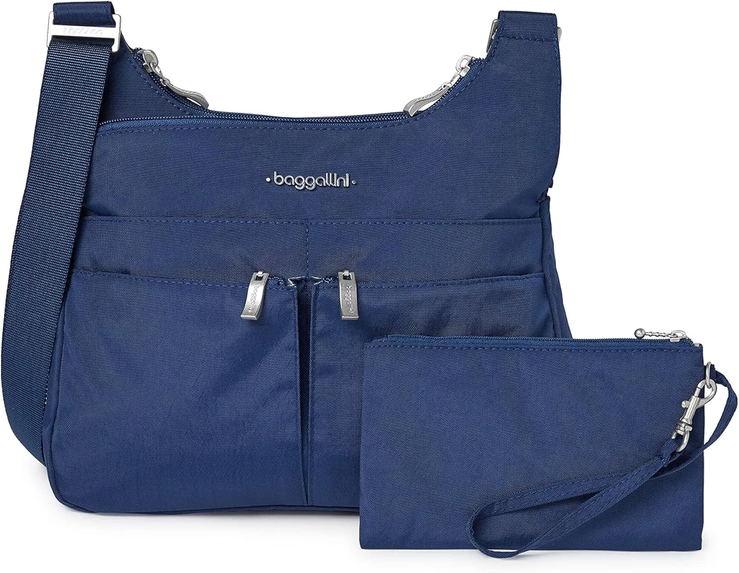 Baggallini Cross Over Crossbody Women 11x8.5 Medium Travel Bag Lightweight Water-Resistant Nylon Organized Handbag Purse