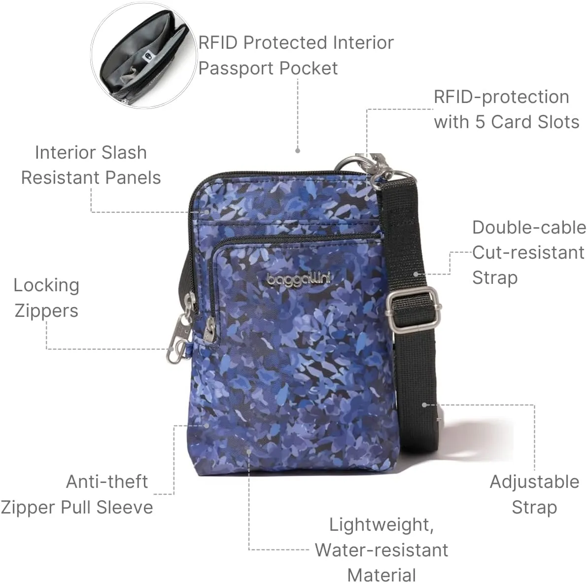 Baggallini Securtex Anti-Theft Activity Crossbody Bag