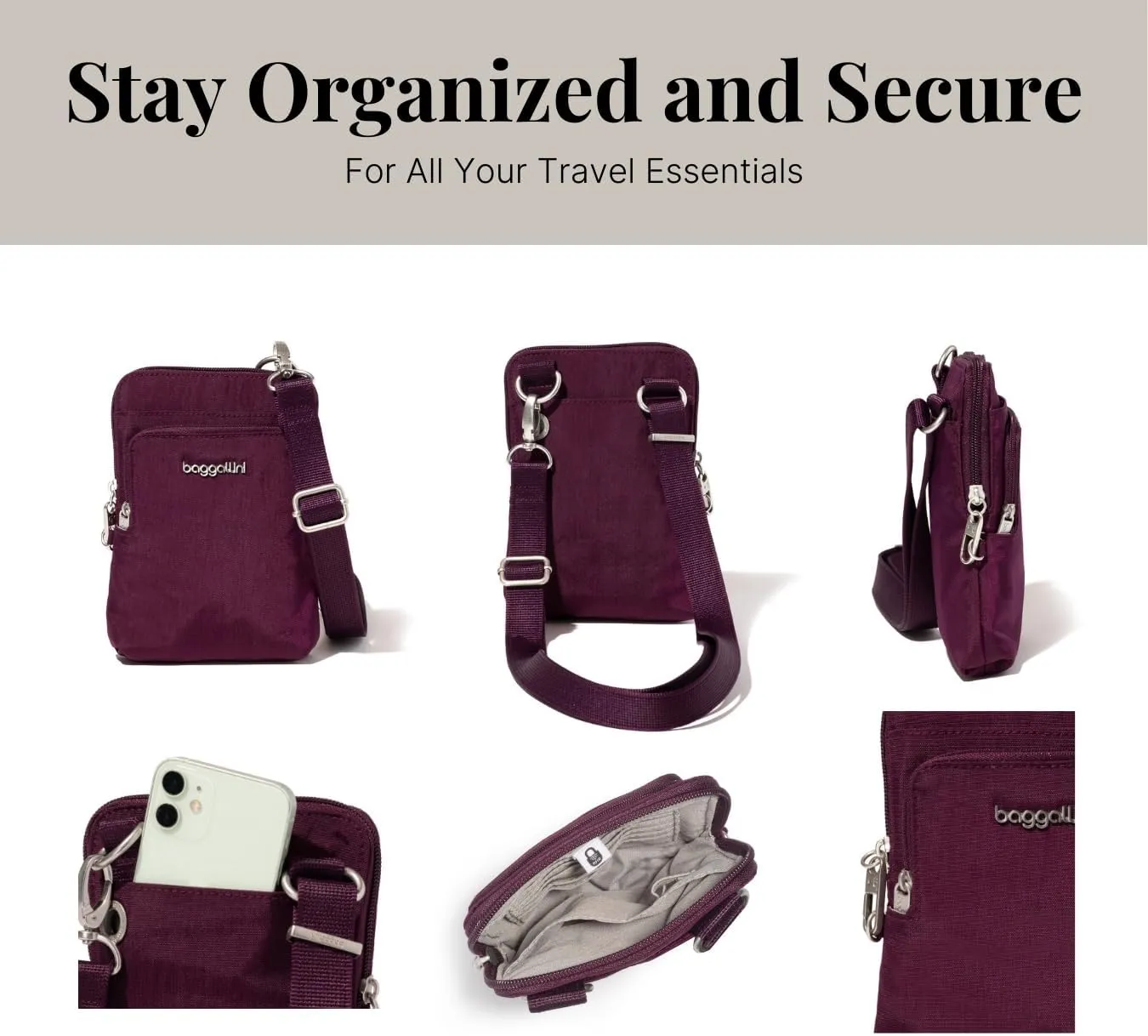 Baggallini Securtex Anti-Theft Activity Crossbody Bag