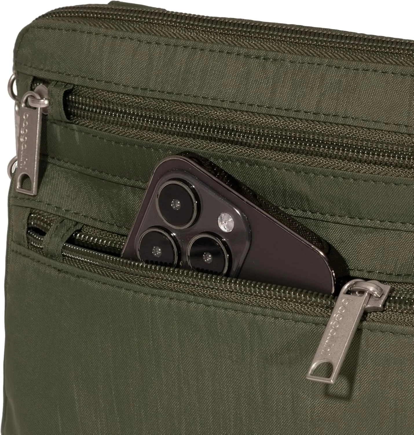 Baggallini Securtex Anti-Theft Crossbody Travel Purse with RFID Card Slots, Locking Zippers & Cut-Resistant Strap