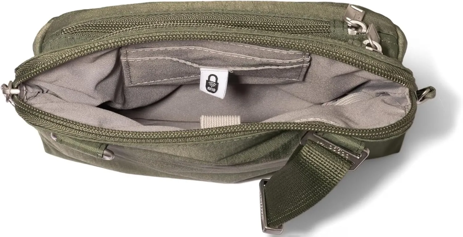 Baggallini Securtex Anti-Theft Crossbody Travel Purse with RFID Card Slots, Locking Zippers & Cut-Resistant Strap
