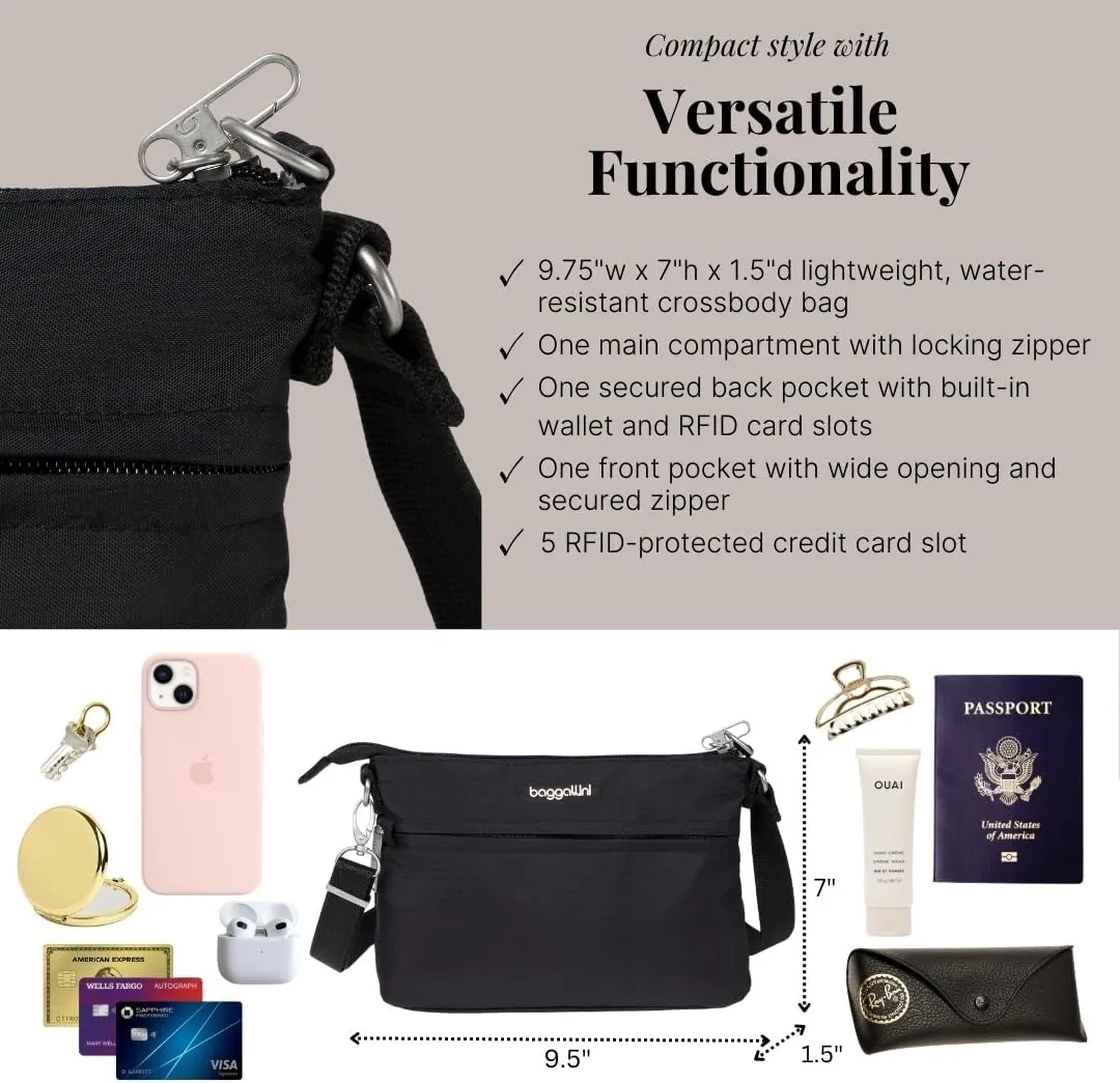 Baggallini Securtex Anti-Theft Memento Crossbody Bag